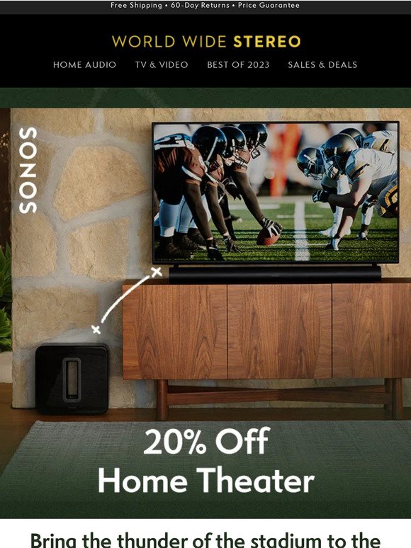 🏈 Get 20% Off Sonos Home Theater Gear 👏