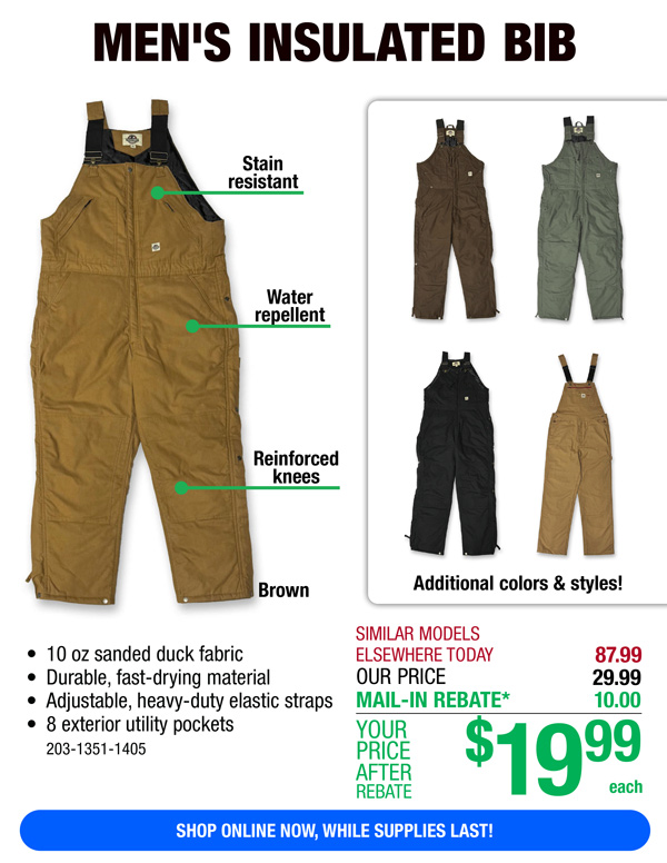 Menards Field & Forest Outfitters Insulated Bibs ONLY 19.99! Milled