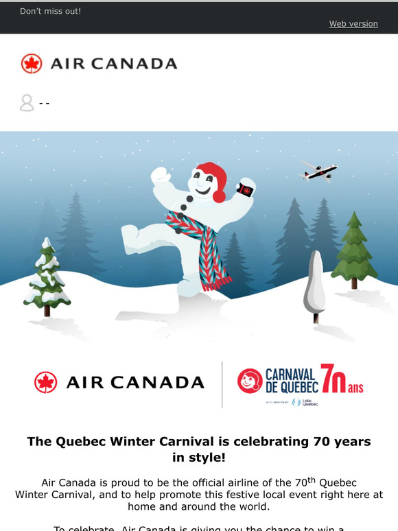 Air Canada Enter for a chance to win a 3,500 Air Canada Gift Card