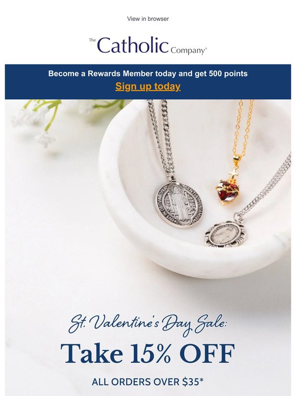 Save 15% For St. Valentine's Day: A Catholic Holiday!