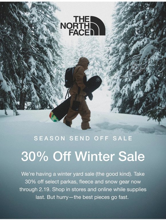 30% off starts now: Season Send Off Sale.