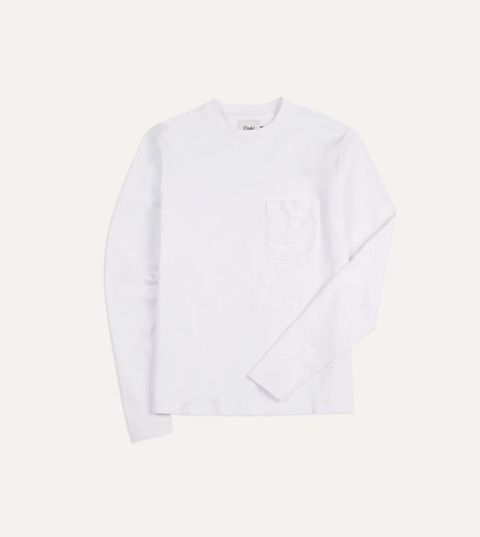 Image of White Flamé Cotton Crew Neck Long Sleeve Hiking T-Shirt