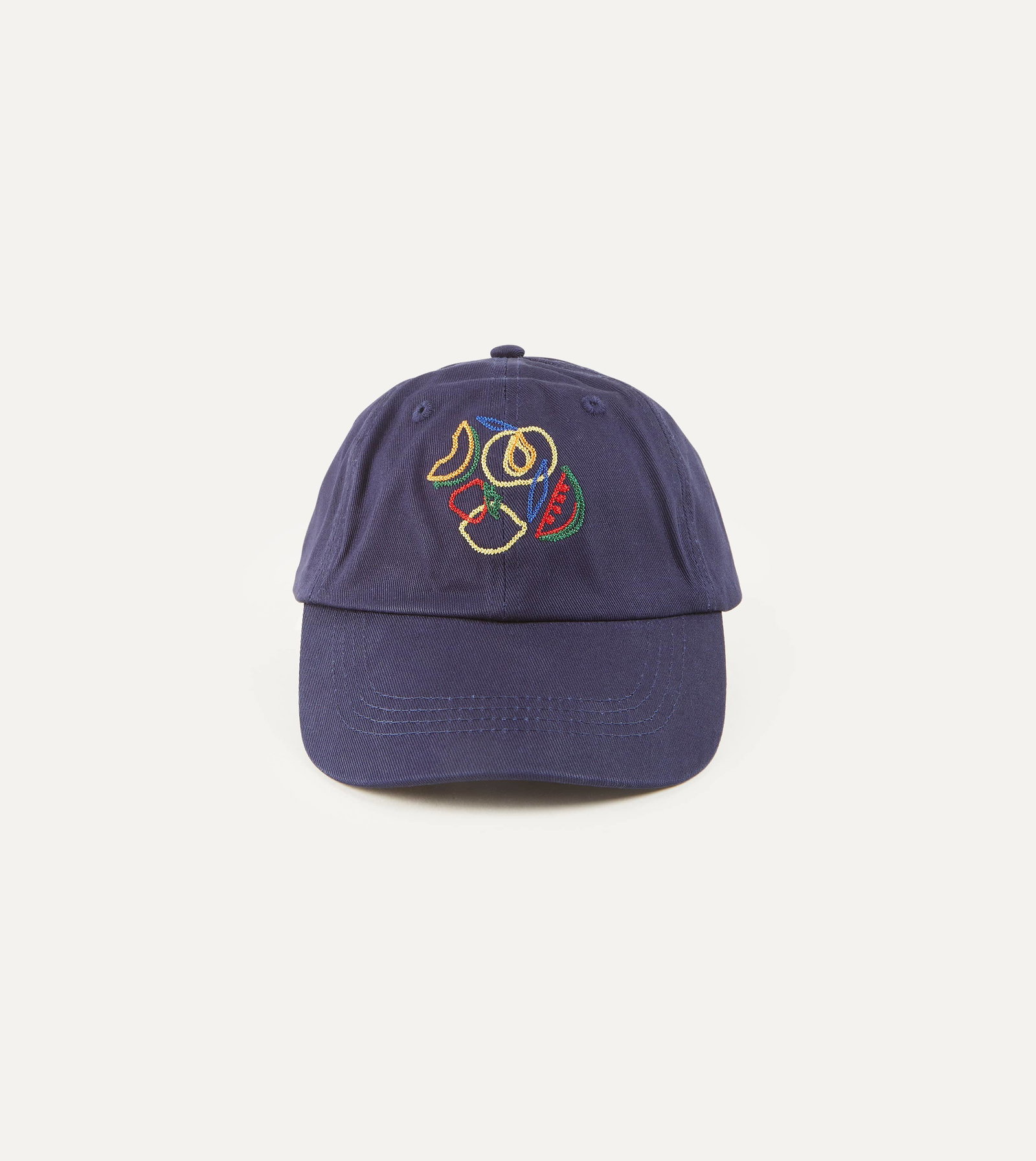 Image of Navy Fruit Emblem Cotton Twill Baseball Cap