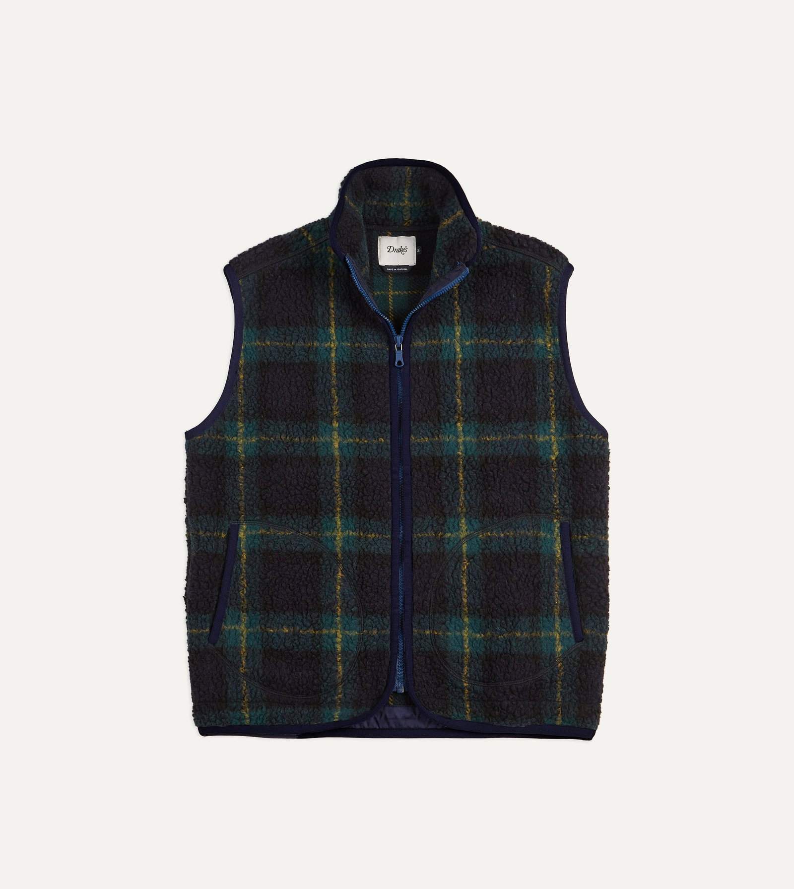 Image of Johnston Check Boucle Wool Zip Fleece Vest