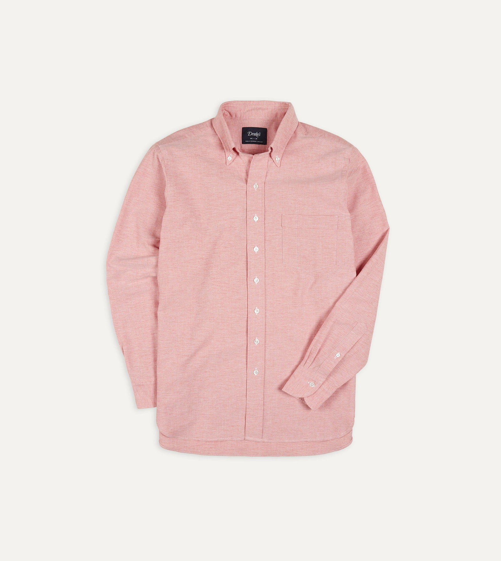 Image of Light Red Cotton Oxford Cloth Button-Down Shirt