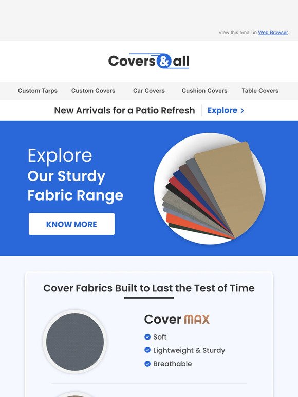 Explore Sturdy Fabric Covers!