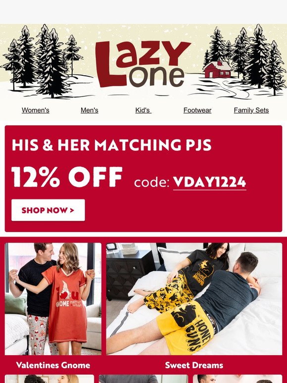 ❤️ Sale On Couples Valentine's Day Pajamas!