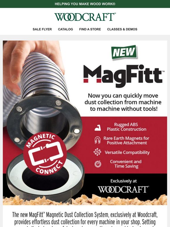 🧲 MagFitt™ Magnetic Dust Collection System — Exclusively at Woodcraft! 🧲