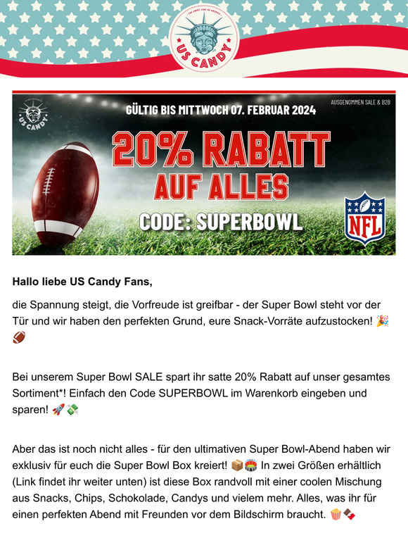 Touchdown: US Candy Super Bowl SALE  🏈💸