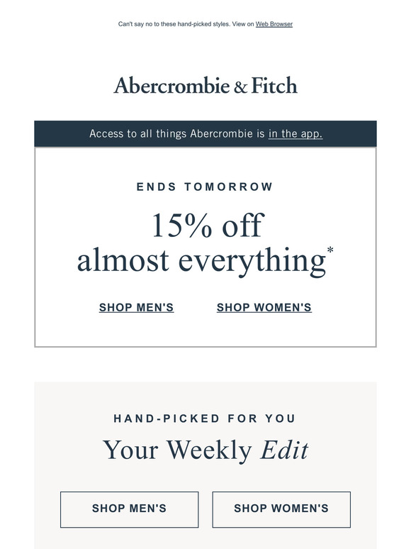 Abercrombie & Fitch Email Newsletters Shop Sales, Discounts, and