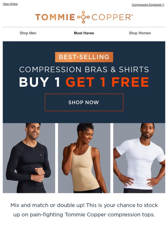 Tommie Copper: Buy ☝️ Get ☝️ FREE Compression Bras & Shirts