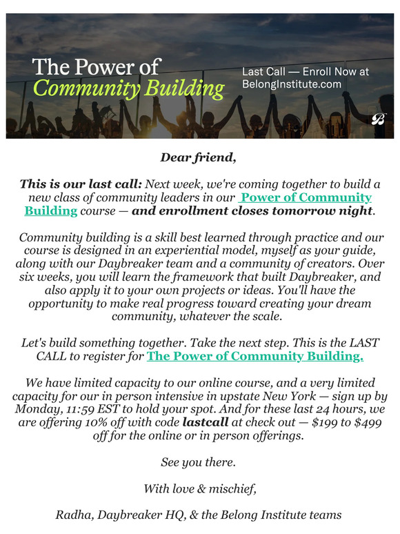Last Call for our Community Building Course ⌛️
