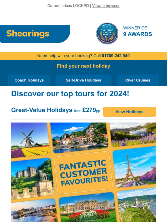 Shearings Holidays Our most popular holidays are guaranteed to inspire