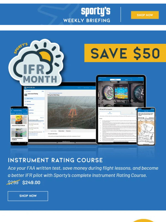 Sporty's Savings start now! Milled