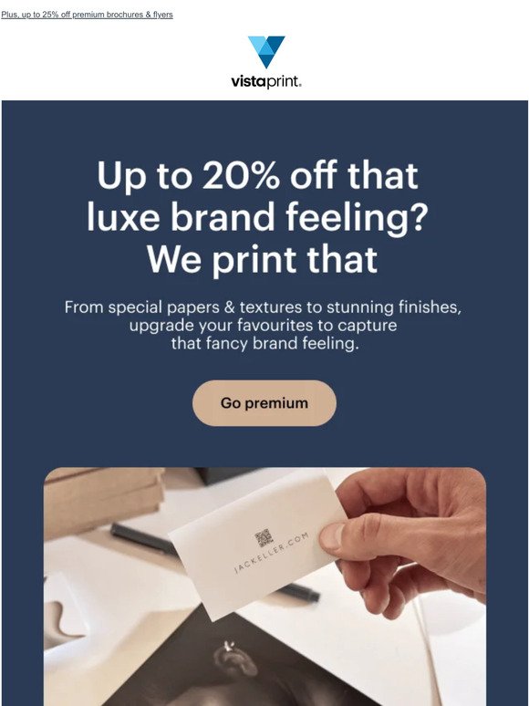 Go premium & save up to 20% on elevated branding