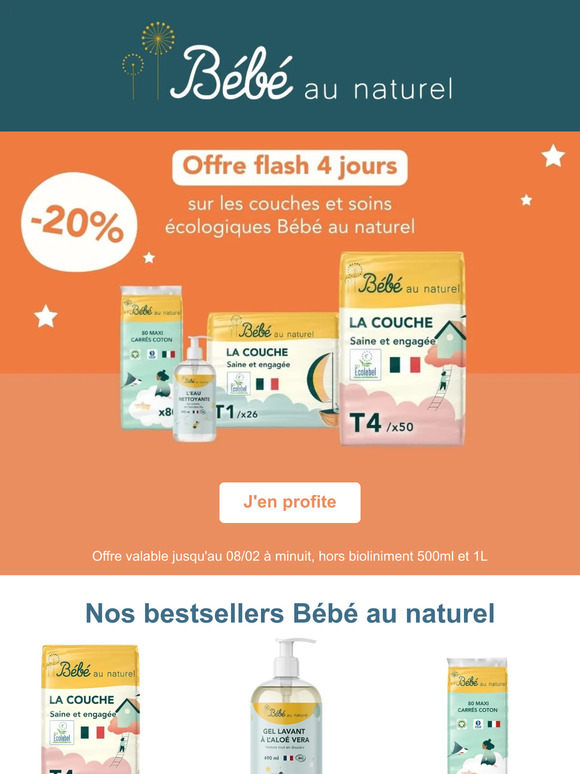 -20% sur les couches et soins Bébé au naturel 😍