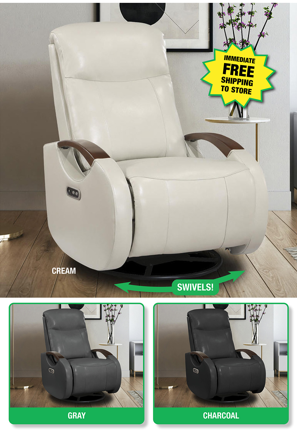 Menards Leather Power Swivel Recliner ONLY 299! Milled