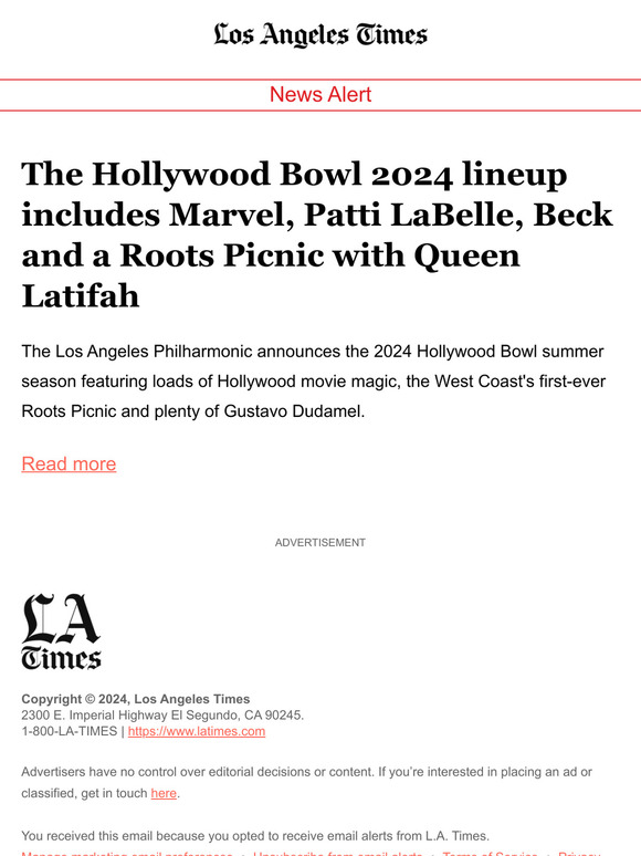 Los Angeles Times The 2024 Hollywood Bowl lineup Milled