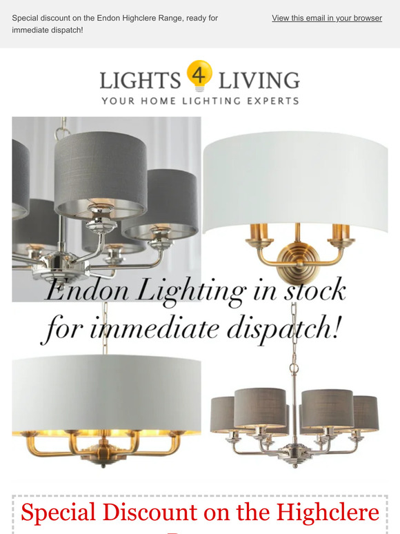 Need Lights Quickly? Endon now in stock for immediate dispatch!