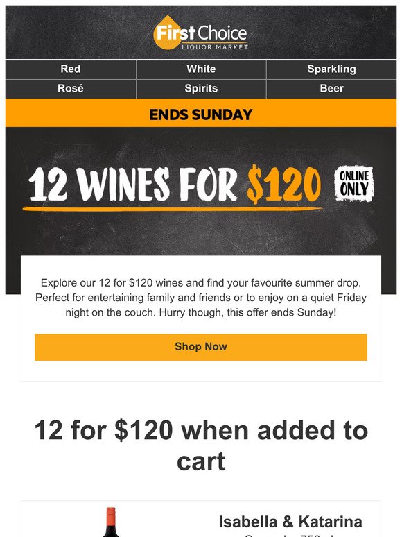 —, 12 for $120 wines