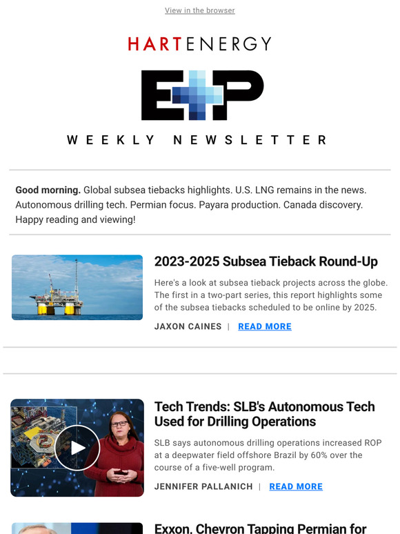 Hart Energy: E&P: 2023-2025 Subsea Tieback Round-Up | Milled