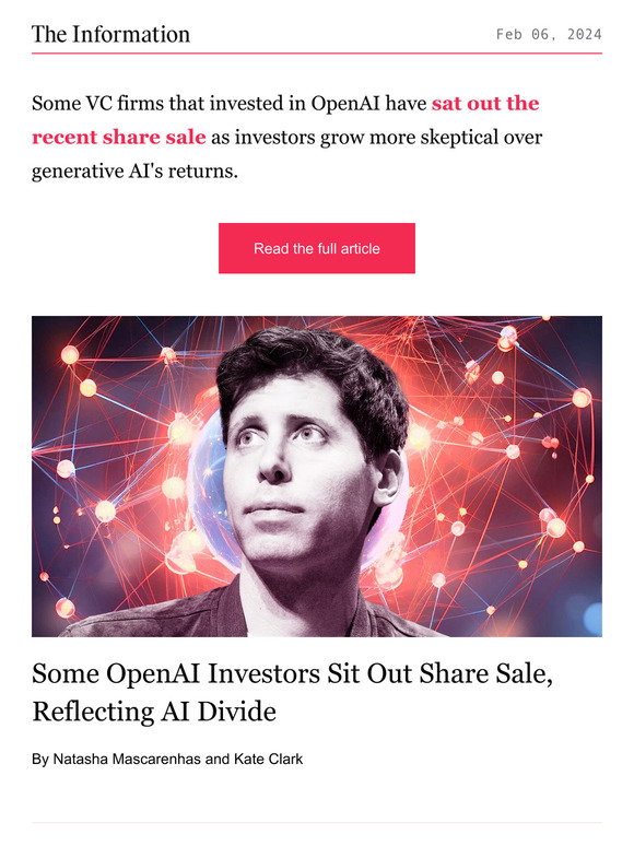 The Information Exclusive Some Openai Investors Sit Out Share Sale