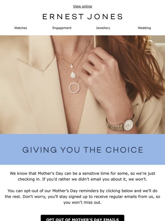 If you’d like to opt out of Mother’s Day emails