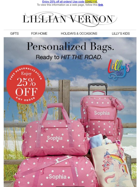 Personalized bags are ready to hit the road (& 25% off too)