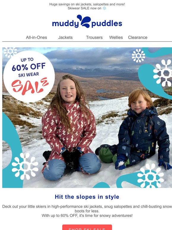 Gear up for snow-filled fun ⛷️ Up to 60% OFF skiwear