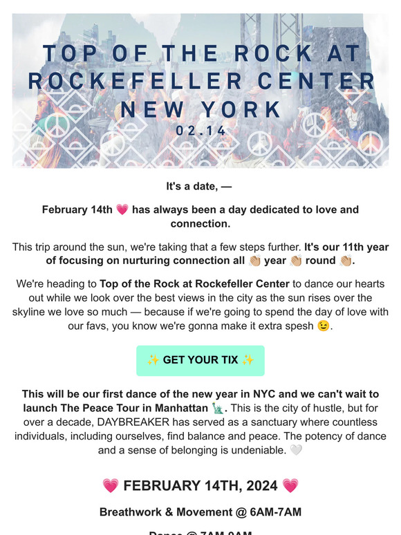 Valentine's DAYBREAKER @ Rockefeller Center  💌