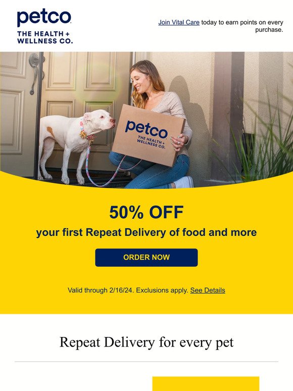 50% off food and more for your pet