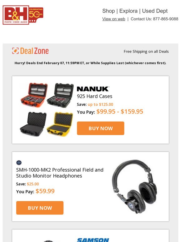 Today's Deals: Nanuk 925 Hard Cases, Senal SMH-1000-MK2 Pro Field & Studio Monitor Headphones, Samson USB Studio Condenser Mic, Saramonic Blink 500 Pro B1 Digital Camera-Mount Mic System & More