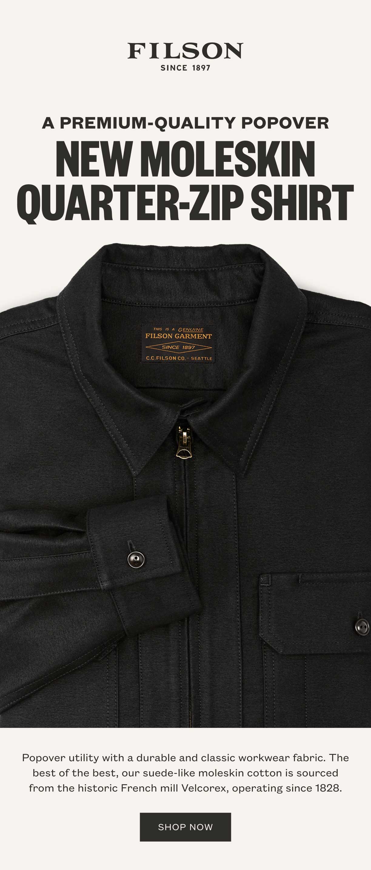 Filson: New Premium Moleskin Shirt | Milled