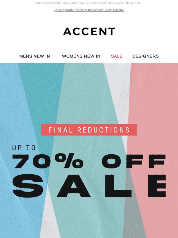 Final Reductions: Up to 70% Off