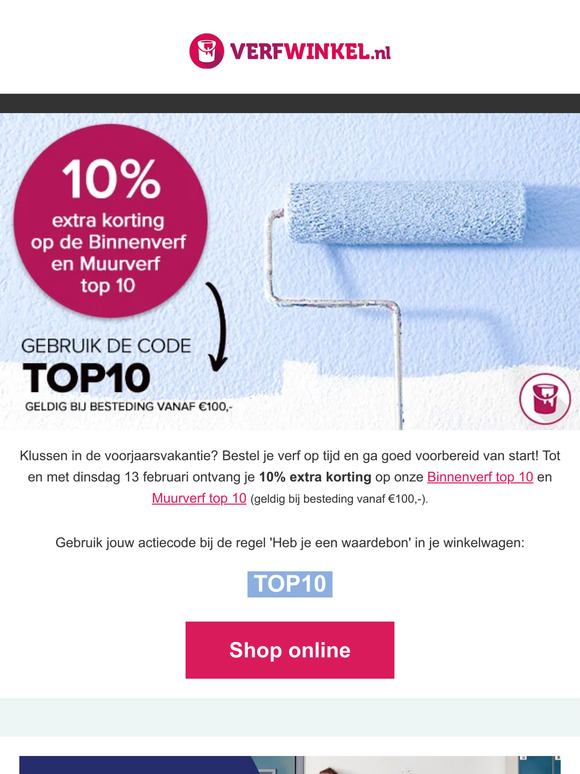 10% extra korting op verf van topmerken 💥