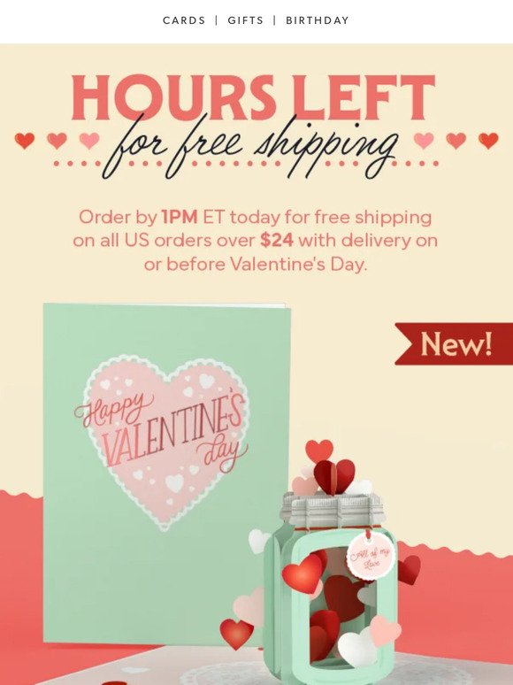 ❤️ Hours left for free Valentine's Day shipping! ❤️
