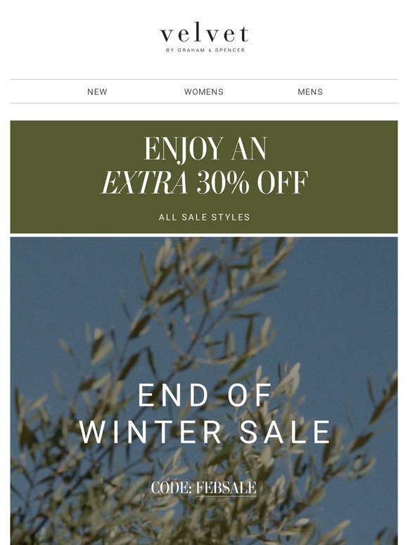 The End of Winter Sale, Too Good to Miss Out