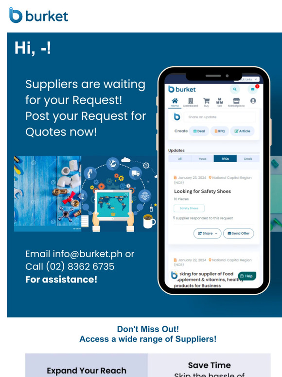 —, suppliers are waiting for you!