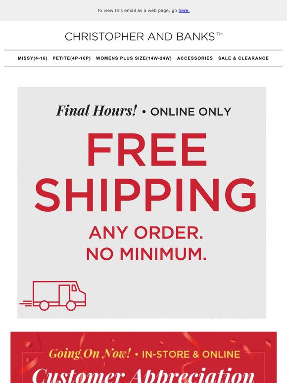 Time Flies! Final Hours of Free Shipping Any Order
