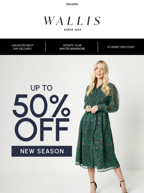 Up to 50% off new season