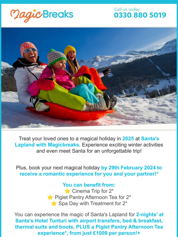 MagicBreaks ️ 2025 at Santa's Lapland is now on sale from just £1009