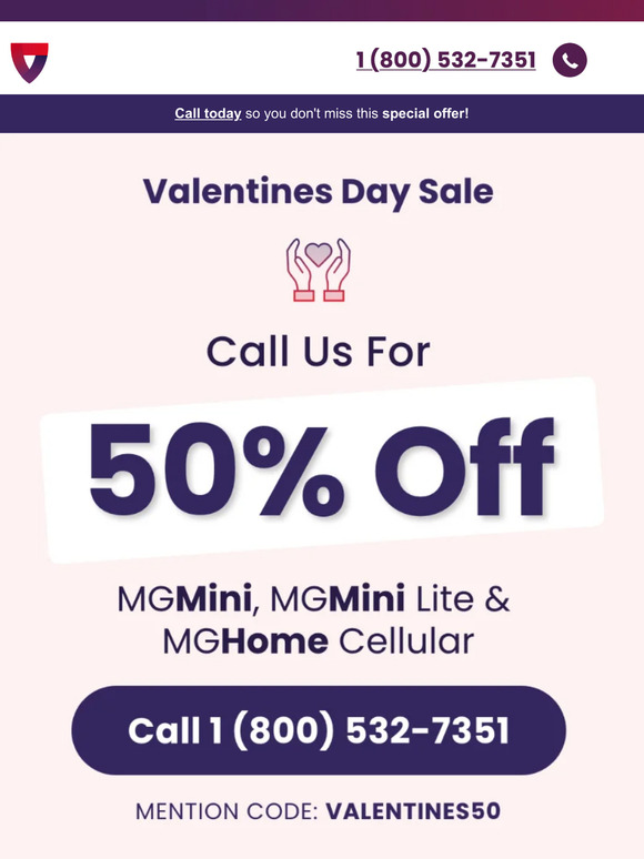 50% off MGMini, MGMini Lite & MGHome Cellular in our Valentine's Day sale!