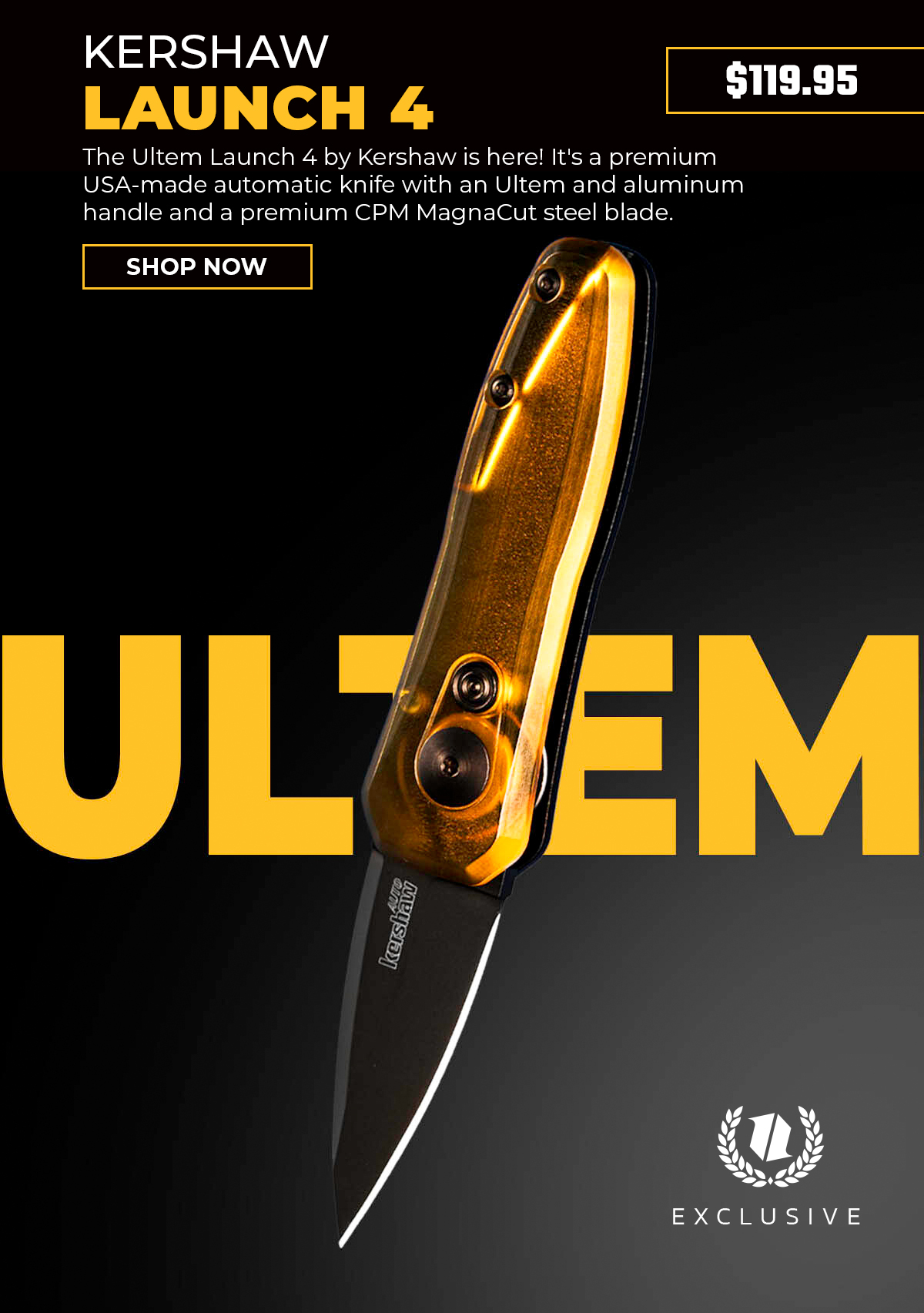 Blade HQ Source The Kershaw Launch 4 in Ultem is finally here! Milled