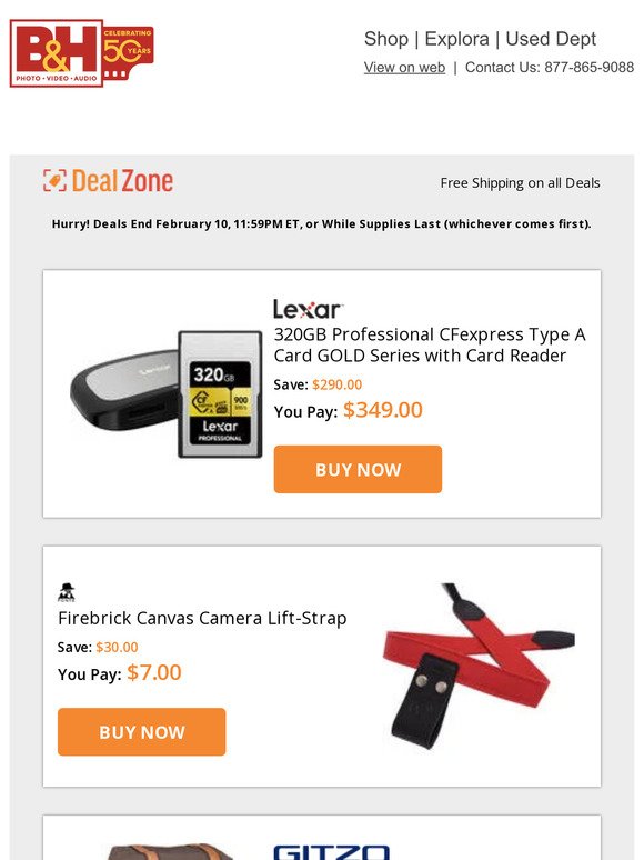 Today's Deals: Lexar 320GB Pro CFexpress Type A Card GOLD Series w/ Card Reader, PONTE Firebrick Canvas Camera Lift-Strap, Gitzo Legende Camera Backpack, Polsen Mic Preamp & More