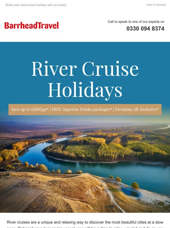 Save up to £1692pp | FREE Superior drinks packages | River cruise holidays