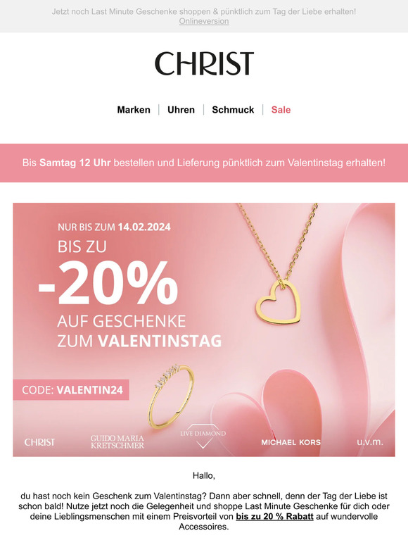 ⏳ Nicht verpassen: Bis zu -20 % zum Valentinstag