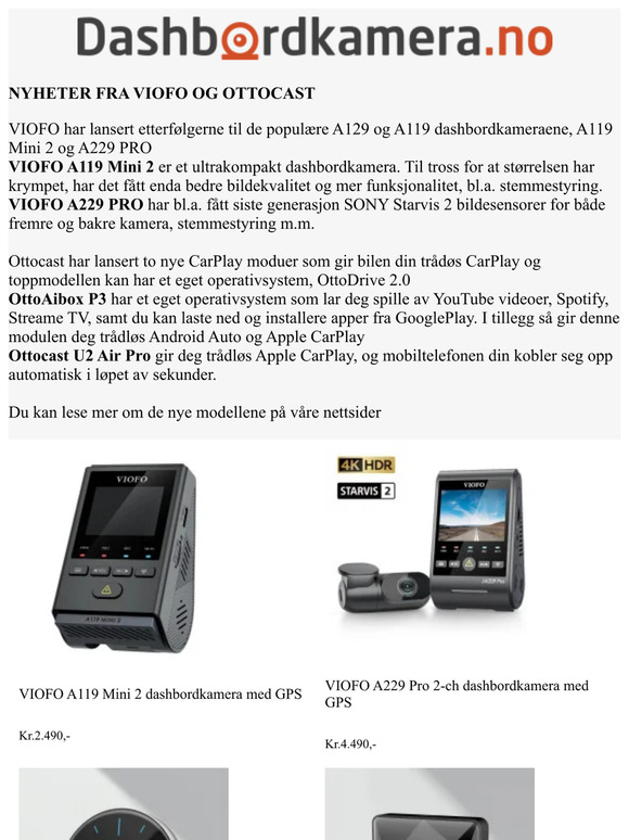 Nyheter fra Viofo og Ottocast