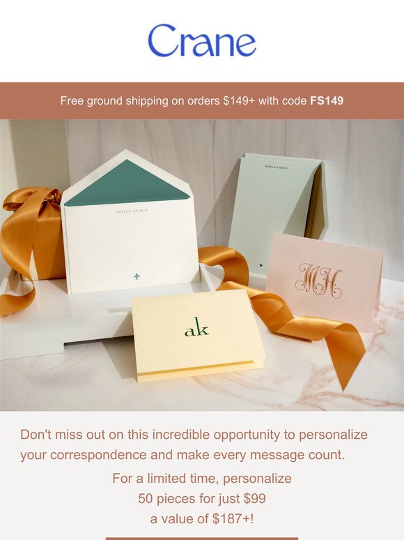 $99 Personalized Stationery Inside!