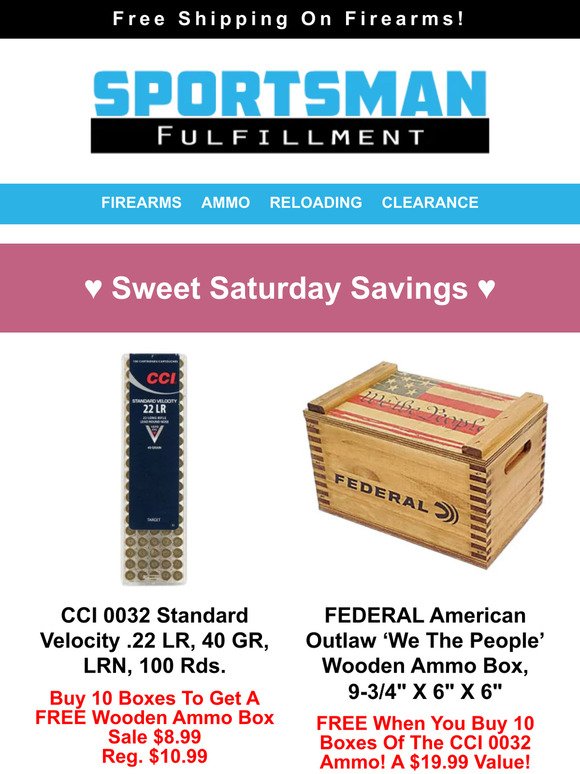 FREE Wooden Ammo Box Or Hornady Safe With Purchase!