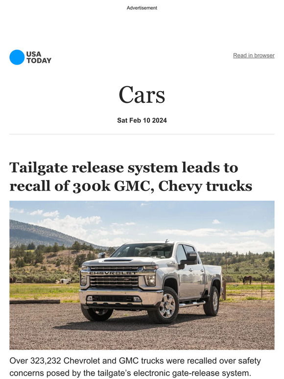 USA TODAY Cars Tailgate release system leads to recall of 300k GMC